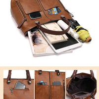 Women's Retro PU Leather Crossbody Handbag Fashion Classical Style Shoulder Purse Casual Daily Bag Large Capacity Tote Simple