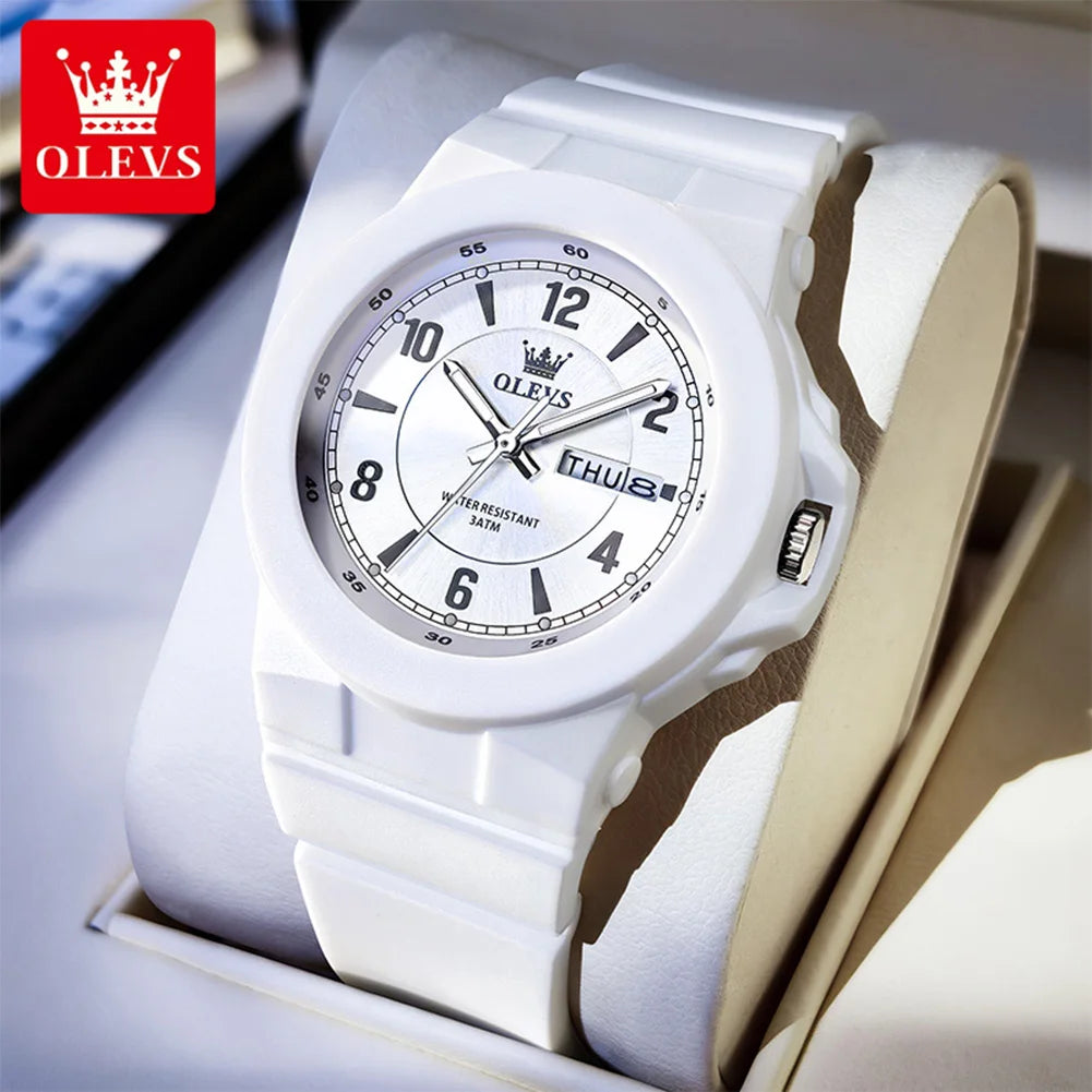 OLEVS Quartz Sports Watch - Digital Simplicity Men's Waterproof Silicone Strap Watch with High Hardness Glass