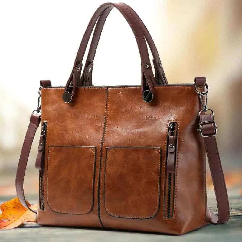 Women's Retro PU Leather Crossbody Handbag Fashion Classical Style Shoulder Purse Casual Daily Bag Large Capacity Tote Simple