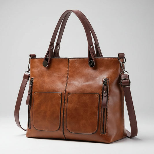 Women's Retro PU Leather Crossbody Handbag Fashion Classical Style Shoulder Purse Casual Daily Bag Large Capacity Tote Simple