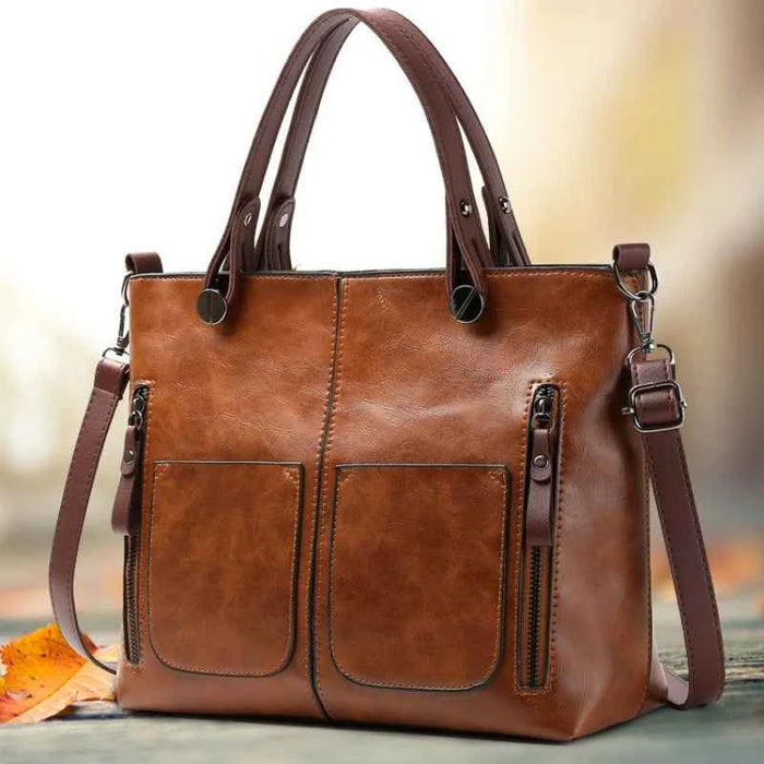 Women's Retro PU Leather Crossbody Handbag Fashion Classical Style Shoulder Purse Casual Daily Bag Large Capacity Tote Simple