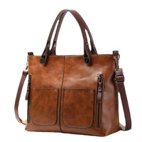 Women's Retro PU Leather Crossbody Handbag Fashion Classical Style Shoulder Purse Casual Daily Bag Large Capacity Tote Simple