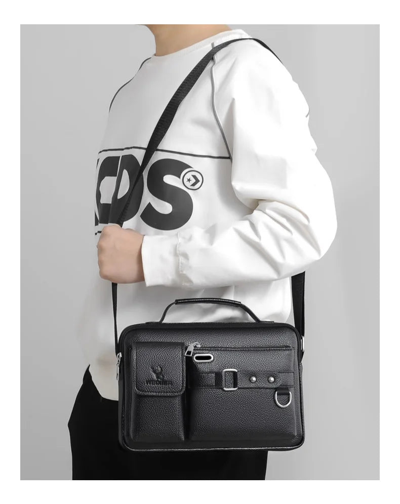 Men's PU Leather Crossbody Messenger Bag – Vintage Shoulder Bag