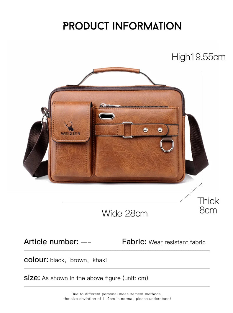 Men's PU Leather Crossbody Messenger Bag – Vintage Designer Style