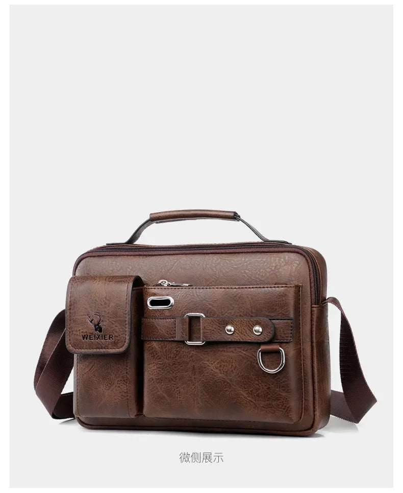 Men's PU Leather Crossbody Messenger Bag – Vintage Designer Style