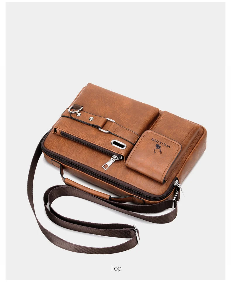 Men's PU Leather Crossbody Messenger Bag – Vintage Designer Style