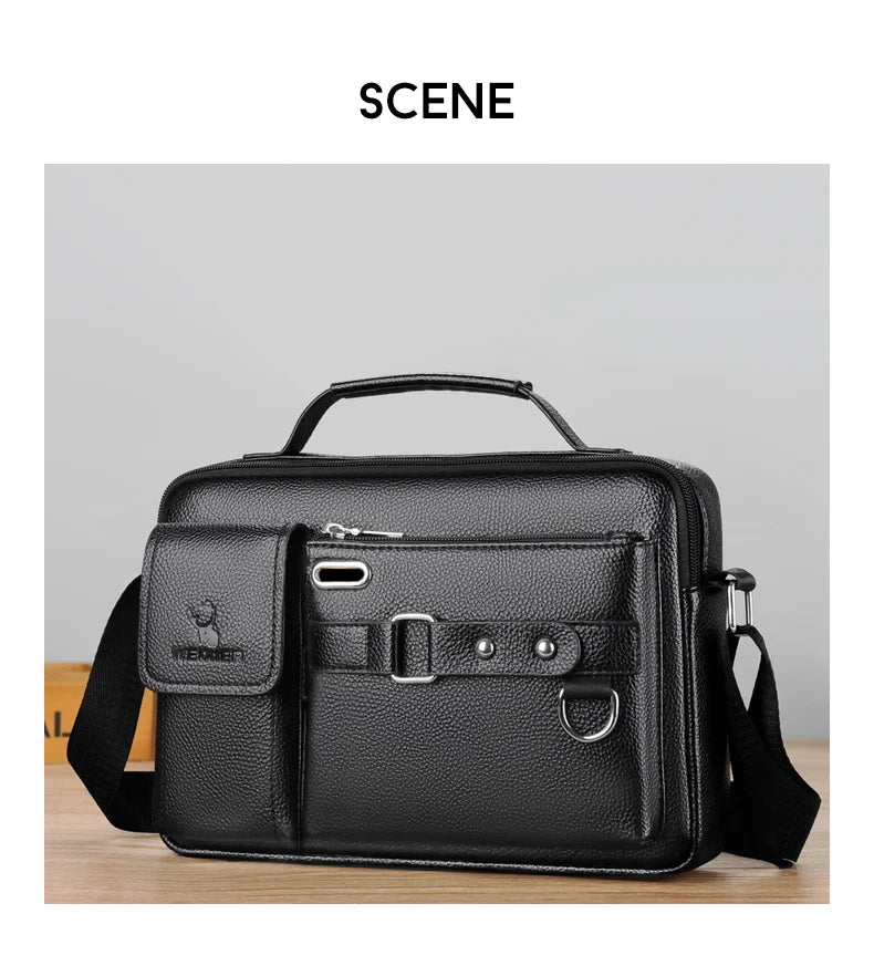 Men's PU Leather Crossbody Messenger Bag – Vintage Designer Style