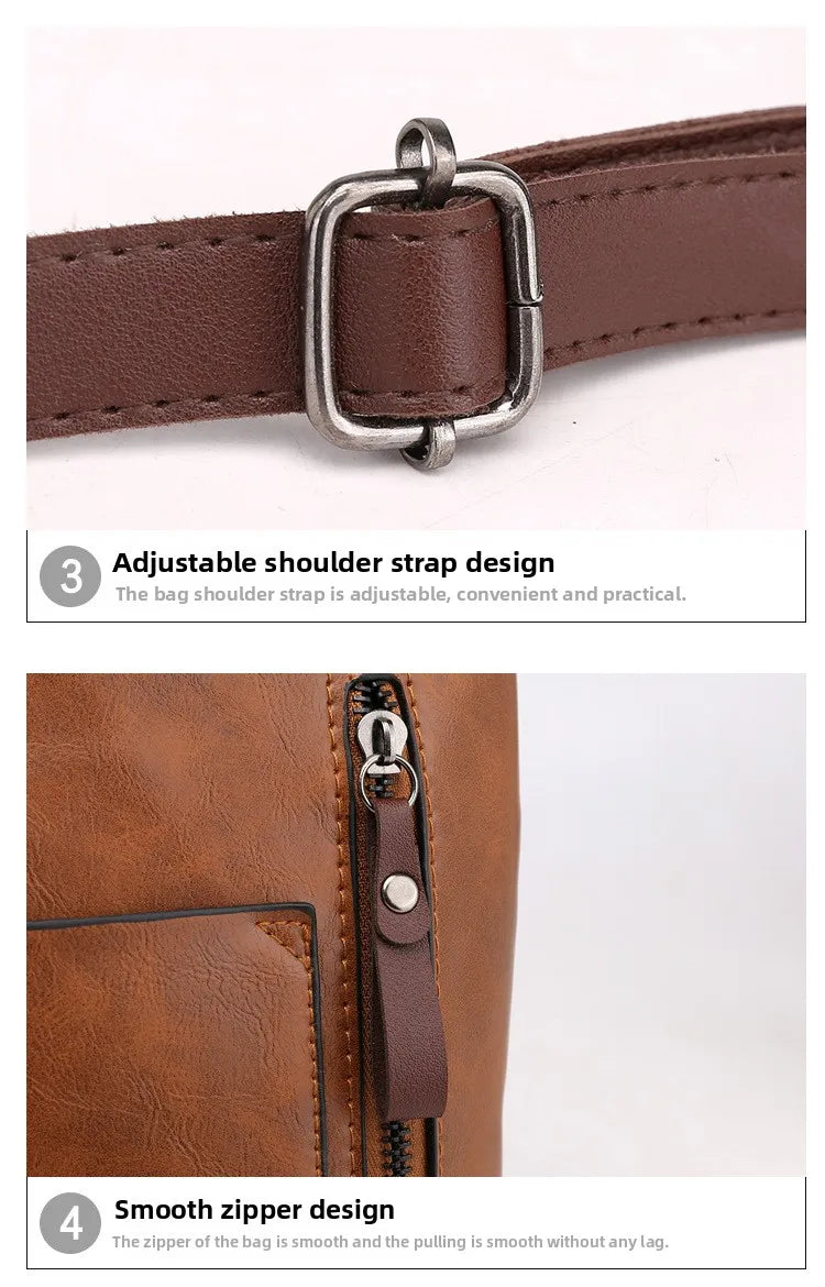 Women's Retro PU Leather Crossbody Handbag Fashion Classical Style Shoulder Purse Casual Daily Bag Large Capacity Tote Simple
