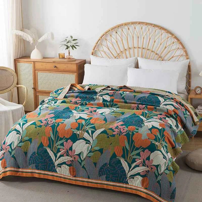 Flowers Cotton Blanket Bedspread Single Double Home Decor Sofa Cover Summer Cooling Quilt Nap Blanket Cover Soft Bed Sheet