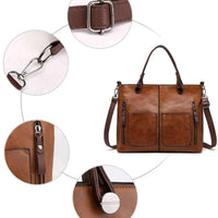 Women's Retro PU Leather Crossbody Handbag Fashion Classical Style Shoulder Purse Casual Daily Bag Large Capacity Tote Simple