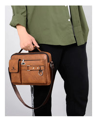 Men's PU Leather Crossbody Messenger Bag – Vintage Designer Style