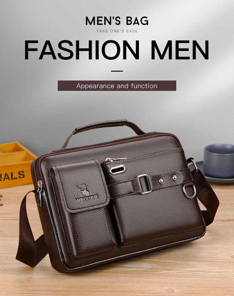 Men's PU Leather Crossbody Messenger Bag – Vintage Designer Style