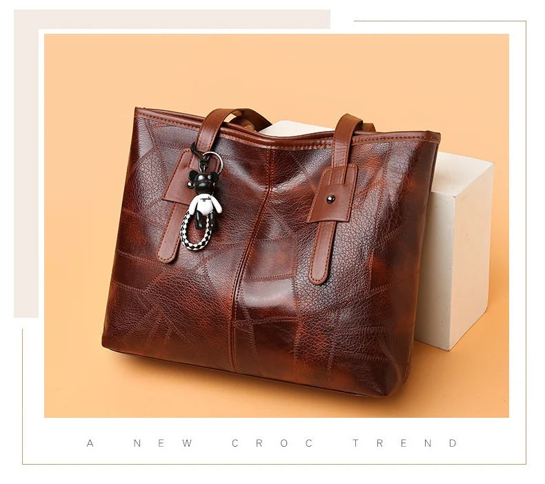 Trendy Women's  New Large Capacity Tote Bag with Horizontal Square Zipper Single Shoulder Handbag