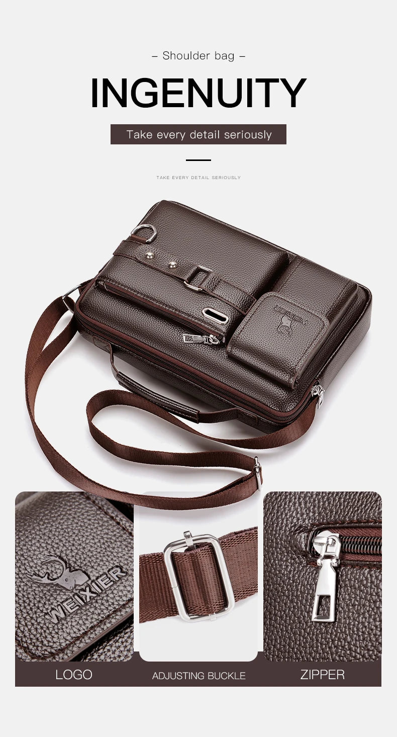 Men's PU Leather Crossbody Messenger Bag – Vintage Designer Style