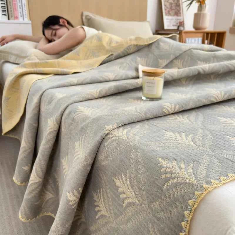 New cotton three-layer yarn towel quilt pure cotton office lunch break blanket sofa cover blanket shawl blanket Xia Liang quilt