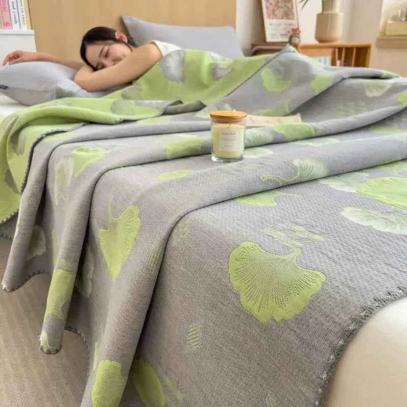 New cotton three-layer yarn towel quilt pure cotton office lunch break blanket sofa cover blanket shawl blanket Xia Liang quilt