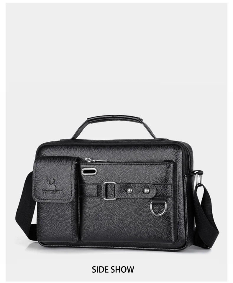 Men's PU Leather Crossbody Messenger Bag – Vintage Designer Style