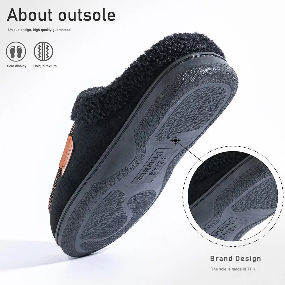 Luxurious Men's Warm Suede Slippers with Fleece Lining – Perfect for Cozy Winter Days