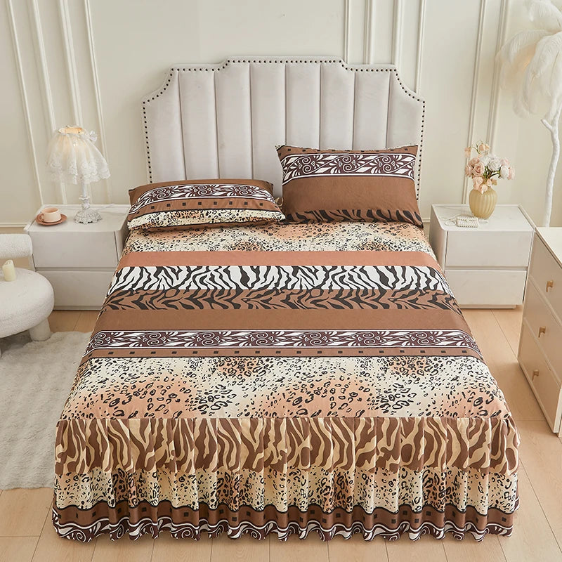 Transform Your Bedroom with Our Floral Bed Skirt and Pillowcase Set