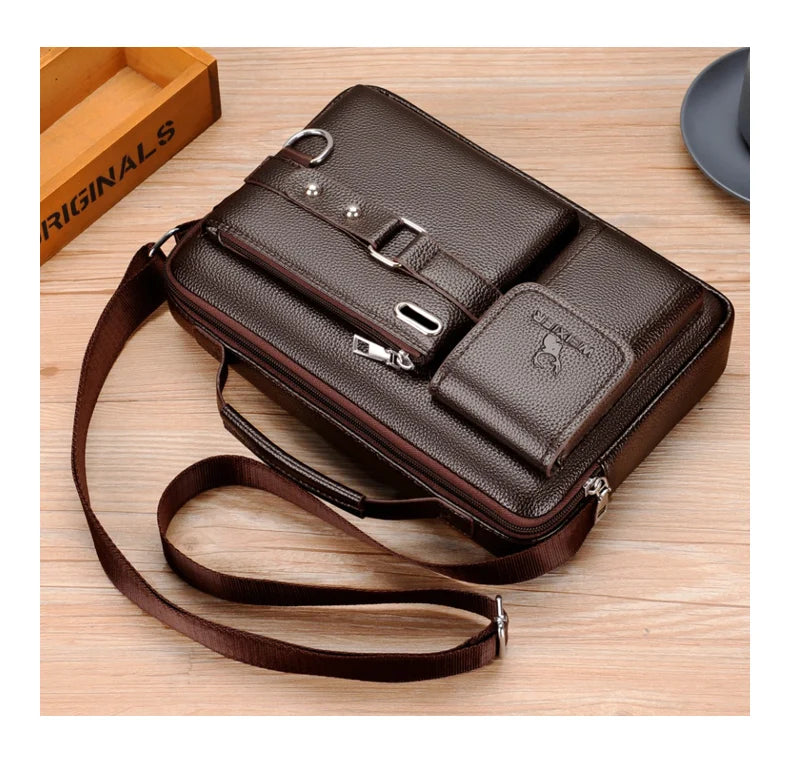 Men's PU Leather Crossbody Messenger Bag – Vintage Designer Style