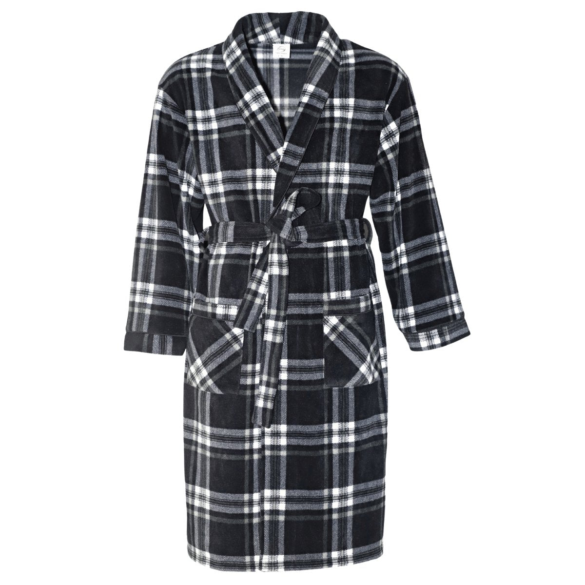 A Navy and Black Men's Dressing Gowns Made of Warm, Soft Fleece. - SaneShoppe