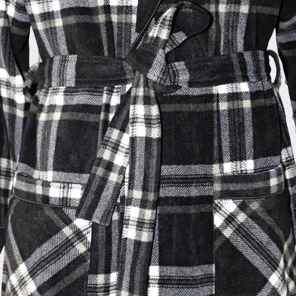 Men's Fleece Dressing Gown - Soft Warm Checkered Pattern