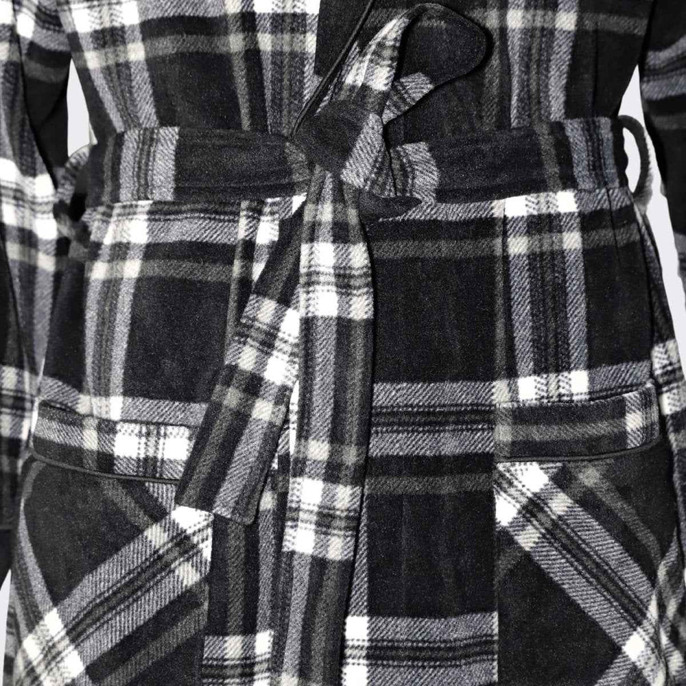 Men's Fleece Dressing Gown - Soft Warm Checkered Pattern