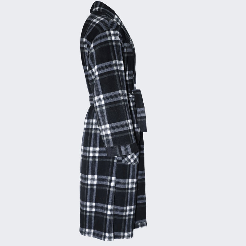 A Navy and Black Men's Dressing Gowns Made of Warm, Soft Fleece. - SaneShoppe