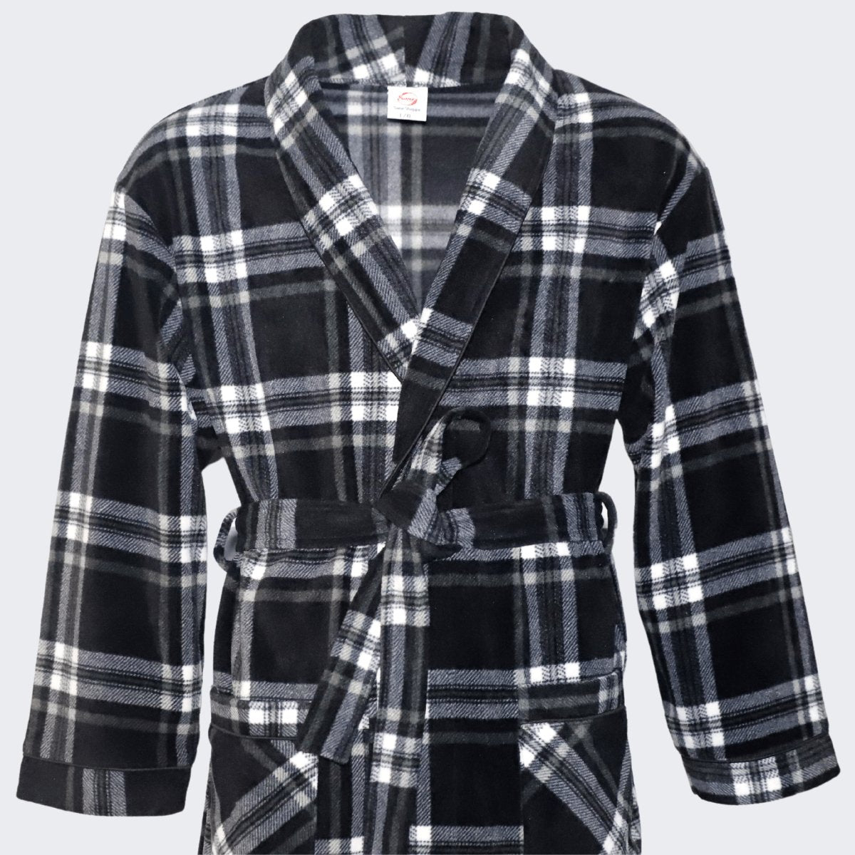 A Navy and Black Men's Dressing Gowns Made of Warm, Soft Fleece. - SaneShoppe