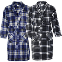 A Navy and Black Men's Dressing Gowns Made of Warm, Soft Fleece. - SaneShoppe