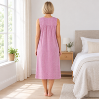 Round Neck Sleeveless Nightdress 110cm in Bleach Denim and Red Violet