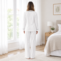 Women’s Long-Sleeve Pyjama Set with Contrast Piping
