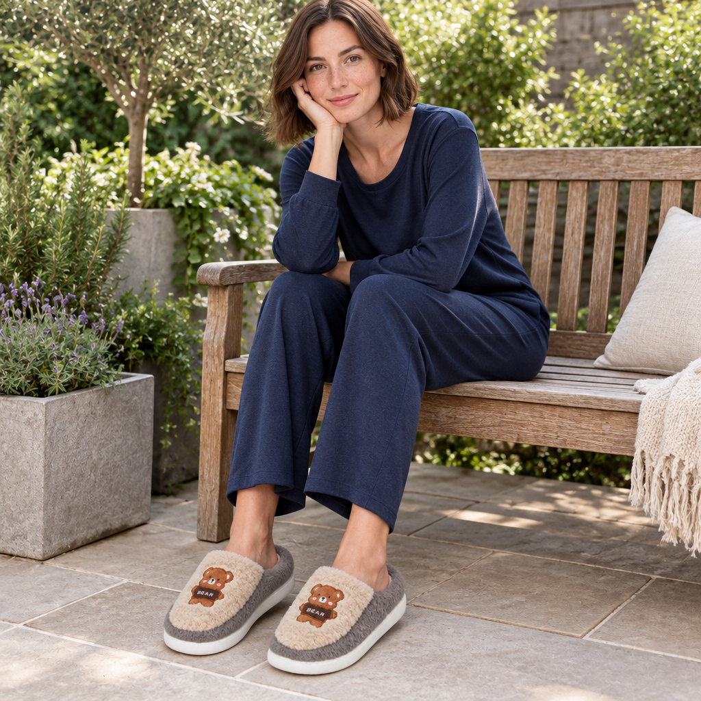 Experience Ultimate Comfort with Our Warm Bears Fur Slippers for Women