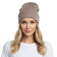 Beige Merino Wool Winter Hat – One Size