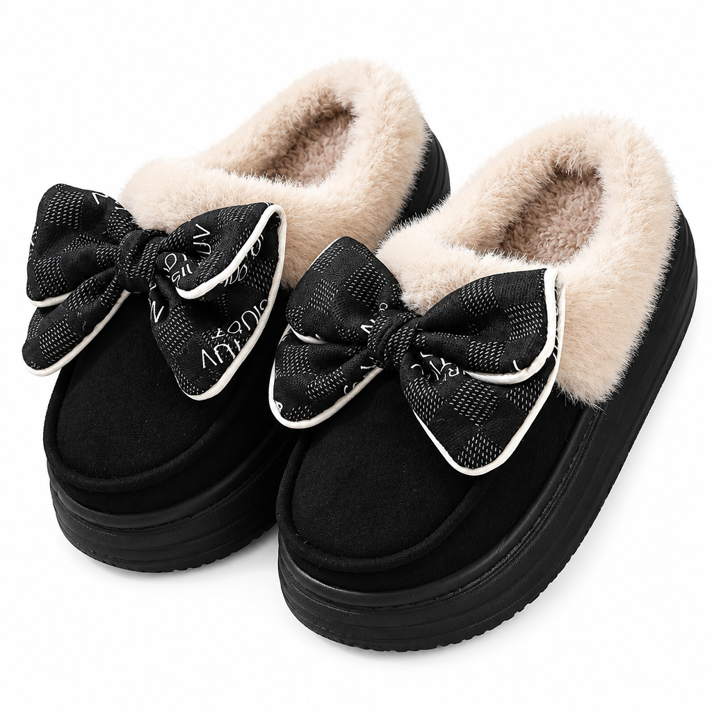 Cute Bowknot Plush Slippers: Your Go-To Winter Warmth for Cozy Nights
