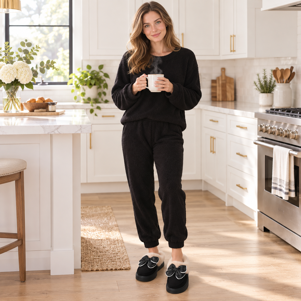 Cute Bowknot Plush Slippers: Your Go-To Winter Warmth for Cozy Nights