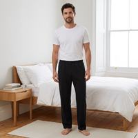 Men's Cotton Pyjama Pants with Pockets and Elastic Waist in Large Size