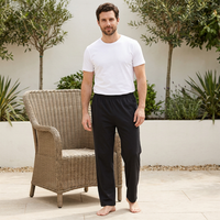 Men's Cotton Pyjama Pants with Pockets and Elastic Waist in Large Size