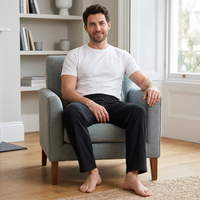 Men's Cotton Pyjama Pants with Pockets and Elastic Waist in Large Size