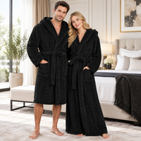 Jacquard Flannel Hooded Bathrobe for Men - Plush Coral Fleece Gown