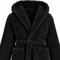 Jacquard Flannel Hooded Bathrobe for Men - Plush Coral Fleece Gown