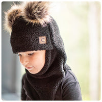 Black Merino Wool-Lined Winter Balaclava