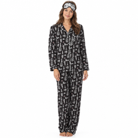 Women’s Satin Pyjamas Long Sleeve Nightwear Loungewear Set City Print