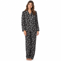Women’s Satin Pyjamas Long Sleeve Nightwear Loungewear Set City Print