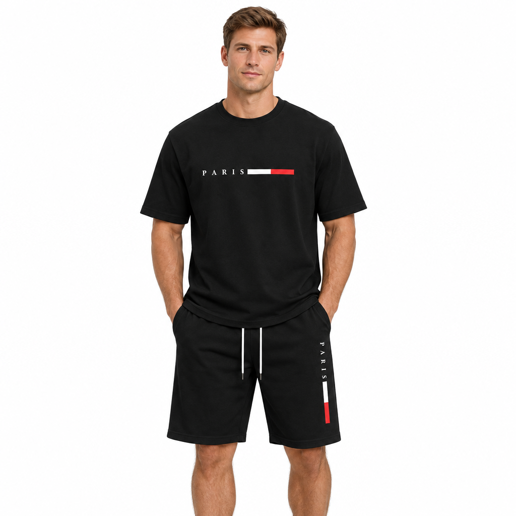 Men's Summer Tracksuit Set - 2-Piece Short Sleeve O-Neck Running Suit Plus Size T-shirt