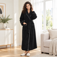 Men's Oversized Fleece Bathrobe - Coral Flannel Kimono Robe for Couples