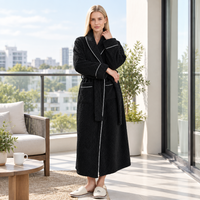 Men's Oversized Fleece Bathrobe - Coral Flannel Kimono Robe for Couples