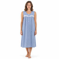 Round Neck Sleeveless Nightdress 110cm in Bleach Denim and Red Violet