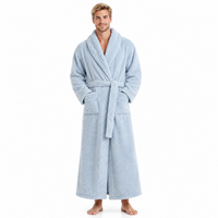 Men's Oversized Fleece Bathrobe - Coral Flannel Kimono Robe for Couples