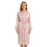 Women's Long Silk Robe – Lightweight Summer Dressing Gown for Home & Relaxation